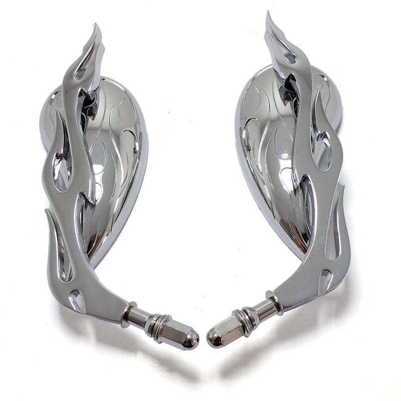 MISS MOLY Chrome Custom Flame Tear Drop Motorcycle Mirrors for Harley Davidson Sportster Street Fatboy Softail-Pair - Image 5